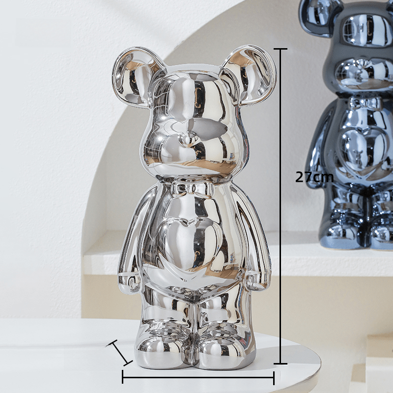 Wysokiej jakości ceramiczna figura misia, unikalna ozdoba na półkę.