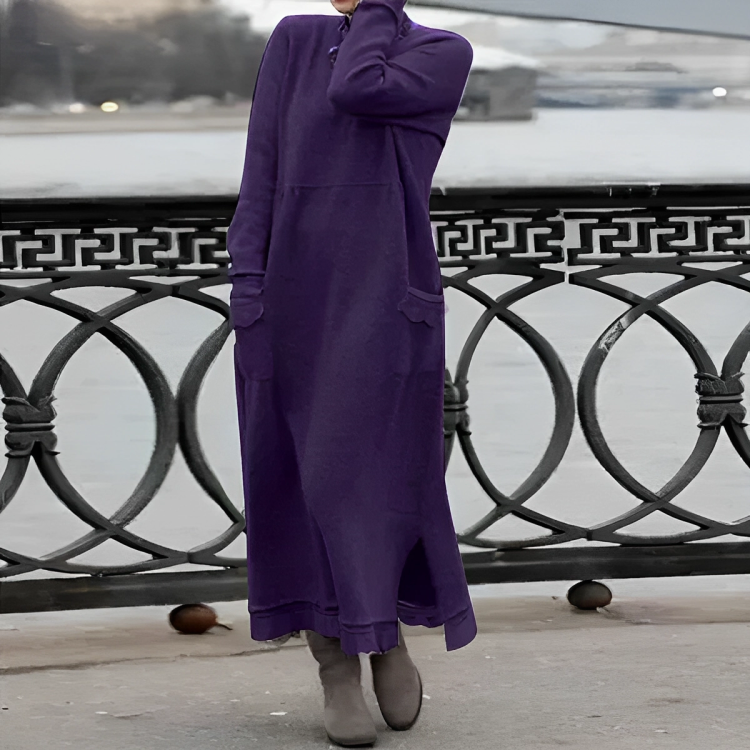 Elegancka sukienka zimowa damska Karina, ciepła i stylowa. Idealna do zimowych stylizacji, sukienka maxi.