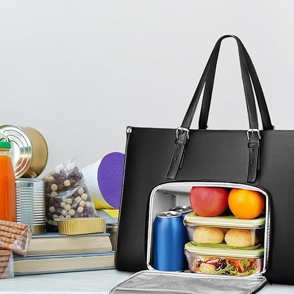 Elegancka damska torba 2w1 na laptopa i izolowany lunch. Idealna do pracy i biura.