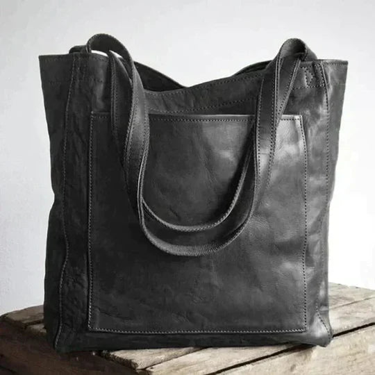 Klasyczna damska torba na ramię maxi ze skóry naturalnej, stylowy shopper bag, niezbędny element galanterii.
