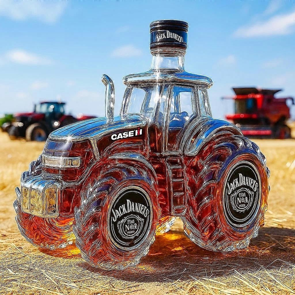 Elegancka karafka do whisky 300 ml ze szklanym traktorem w środku. Idealna na alkohol i prezent dla mężczyzny.