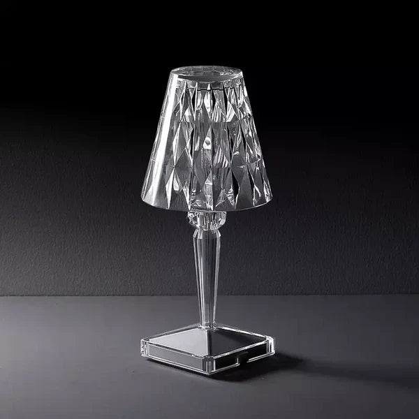 Luksusowa lampa stołowa kryształowa, LED, dotykowa, do stylowej sypialni lub gabinetu.