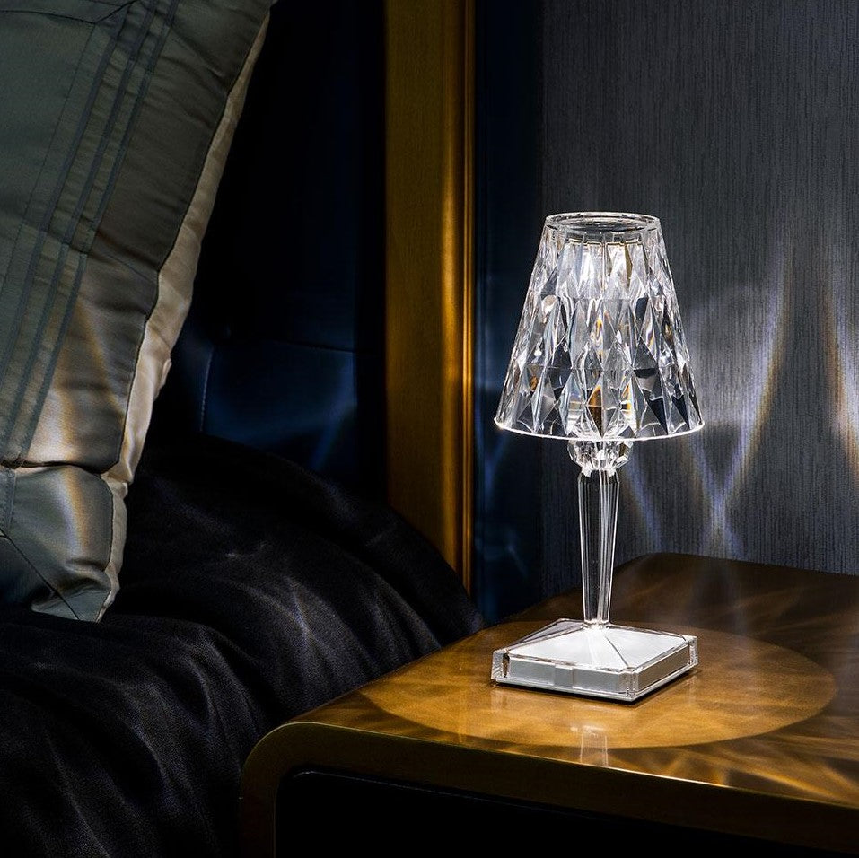 Lampa stołowa LED dotykowa, kryształowa, stylowa dekoracja do salonu lub sypialni.