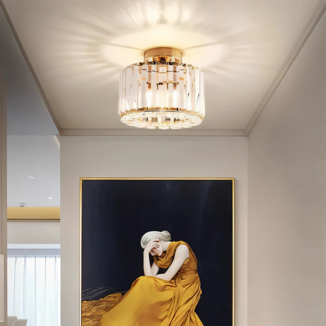 Kryształowa lampa sufitowa. Nowoczesne oświetlenie do salonu, sypialni i kuchni. Stylowa, elegancka.