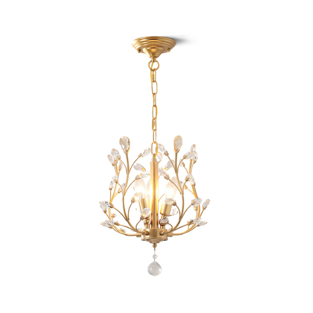 Elegancka lampa wisząca kryształowa, idealne oświetlenie glamour do salonu, złota, nowoczesny design.