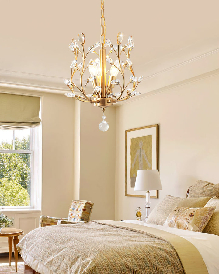 Czarna lampa wisząca kryształowa, oświetlenie punktowe nad stołem w jadalni, dodające elegancji glamour.