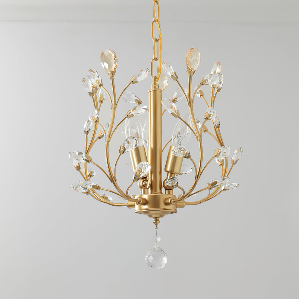 Złota lampa wisząca kryształowa, oświetlenie do jadalni, nowoczesny design, elegancja i funkcjonalność.