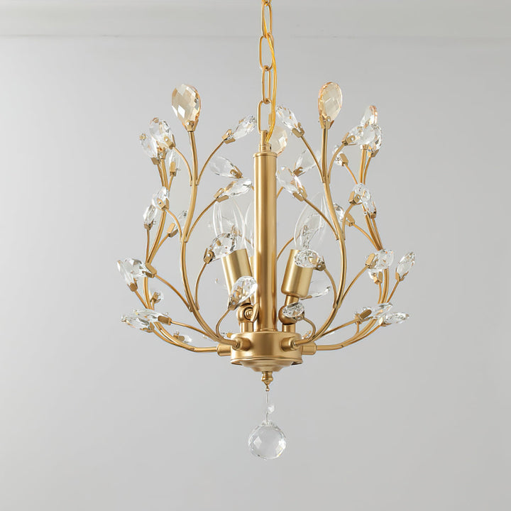 Złota lampa wisząca kryształowa, oświetlenie do jadalni, nowoczesny design, elegancja i funkcjonalność.