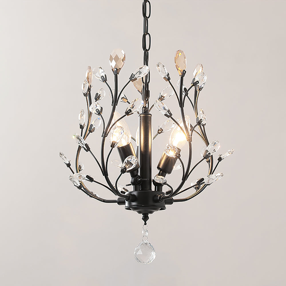 Lampa wisząca kryształowa czarna, oświetlenie design do salonu, tworząca wyjątkową elegancję.