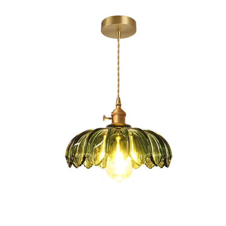 Designerska lampa wisząca szklana bursztynowa, do salonu, styl vintage.