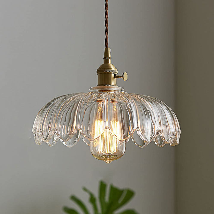 Bursztynowa lampa wisząca, szklana, oświetlenie sufitowe w stylu vintage.