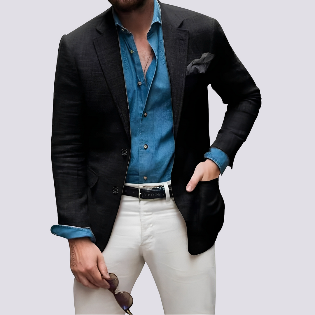 Modna marynarka męska, idealna do zestawów casual smart. Elegancki blazer z guzikami.