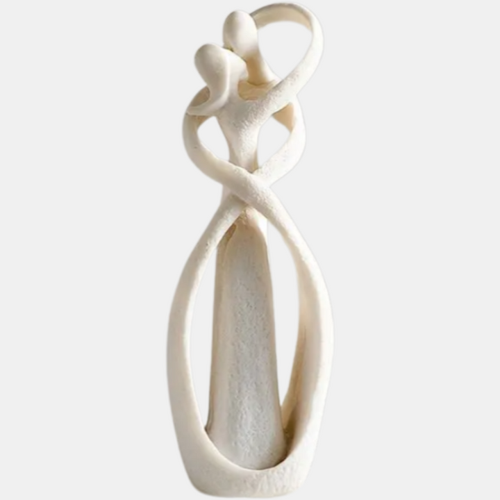 Abstrakcyjna rzeźba symbolizująca miłość, elegancki dodatek do nowoczesnego wystroju wnętrz. Żywiczna dekoracja.