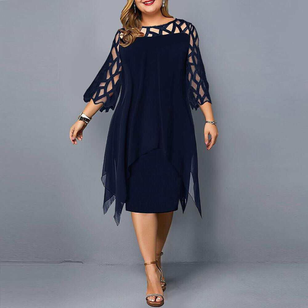 Wygodna sukienka midi plus size damska, elegancka na wieczór i casualowa na dzień.