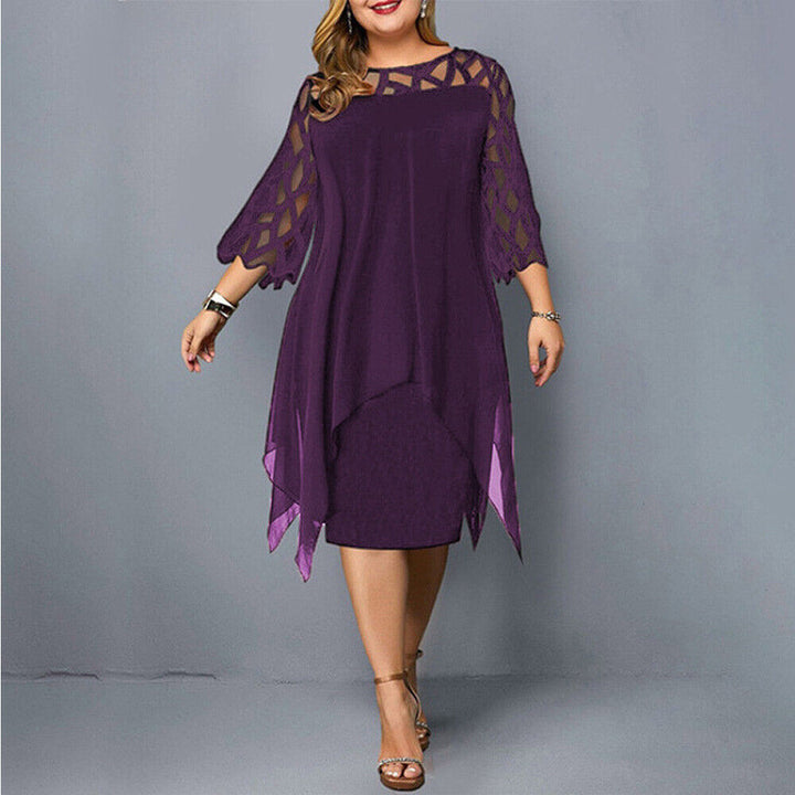 Klasyczna sukienka wieczorowa midi plus size dla kobiet, elegancka i komfortowa.