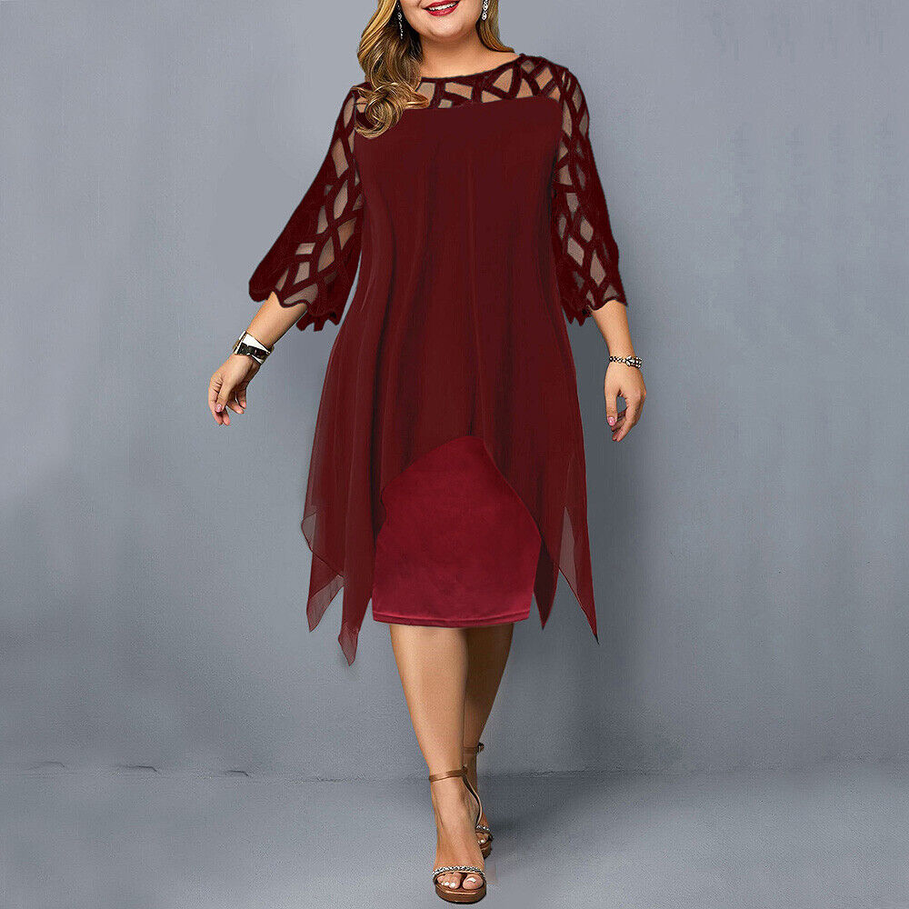 Modna sukienka damska midi plus size, komfortowa na dzień, w eleganckim stylu casual.