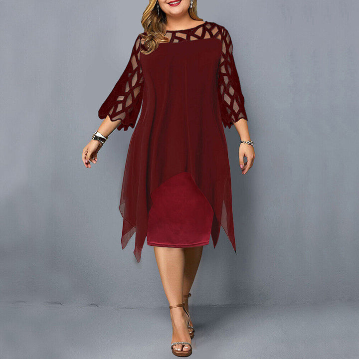 Modna sukienka damska midi plus size, komfortowa na dzień, w eleganckim stylu casual.