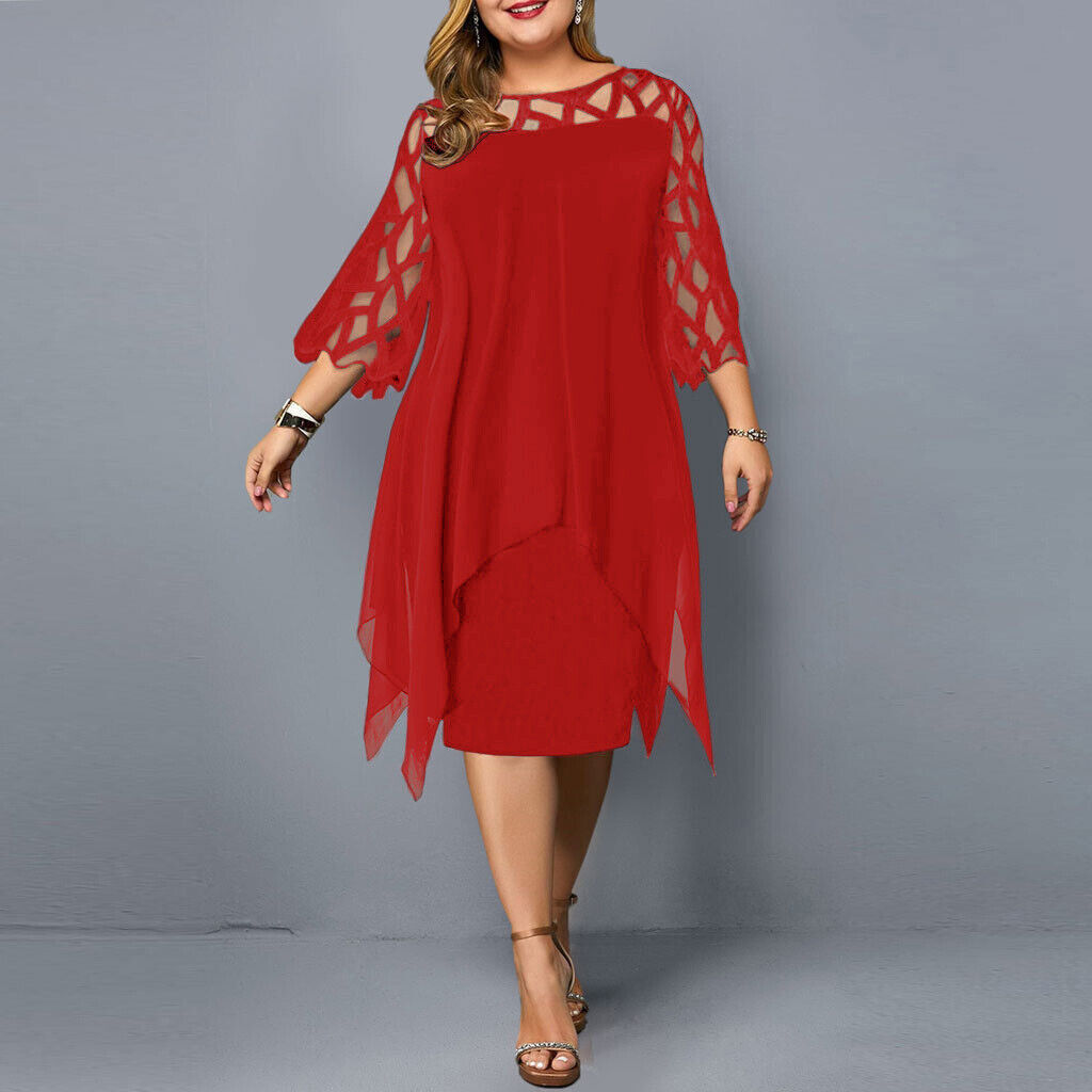 Damska sukienka midi plus size, elegancka i stylowa, idealna na wieczór lub casualowe wyjścia.