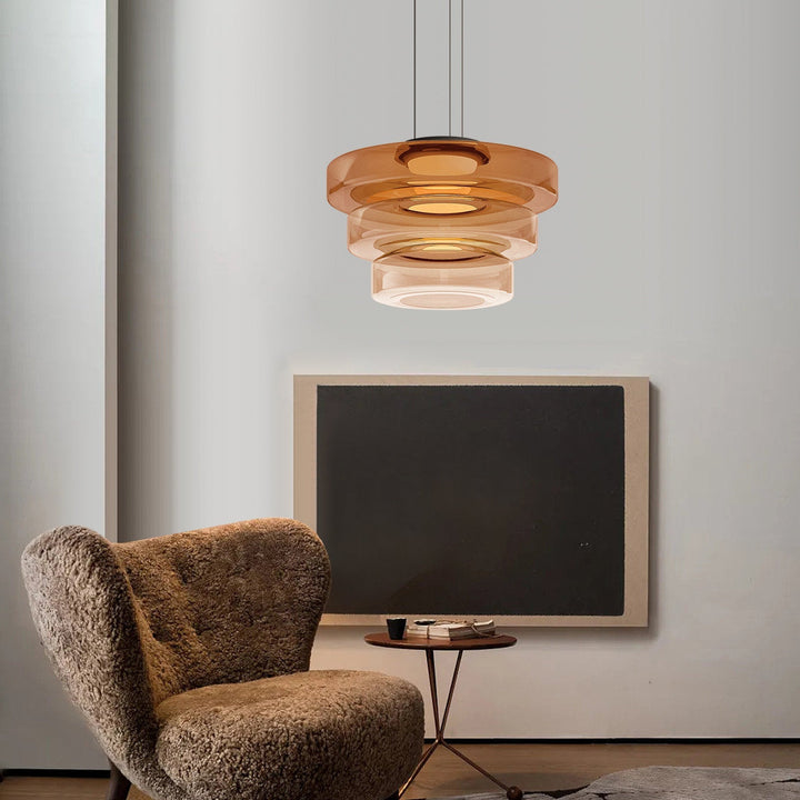 Nowoczesna lampa wisząca ze szkła, minimalistyczny styl Bauhaus. Dekoracyjne oświetlenie wnętrz.