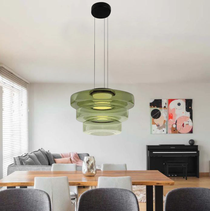 Dekoracyjna szklana lampa do salonu. Oświetlenie sufitowe z minimalistycznym akcentem Bauhaus.