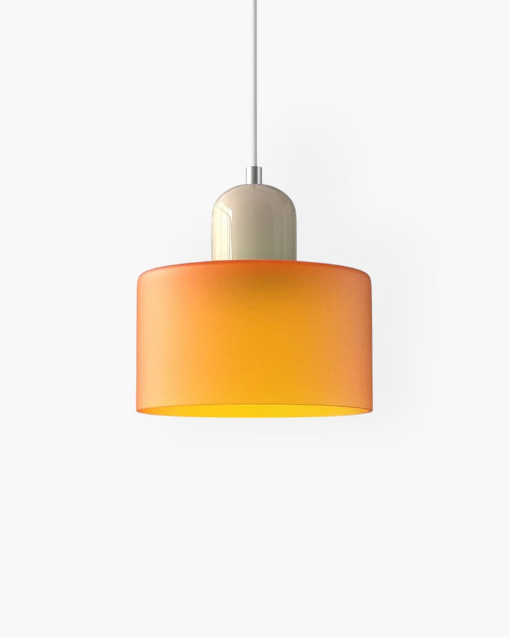 Minimalistyczna lampa wisząca do sypialni, szklana, styl japandi.