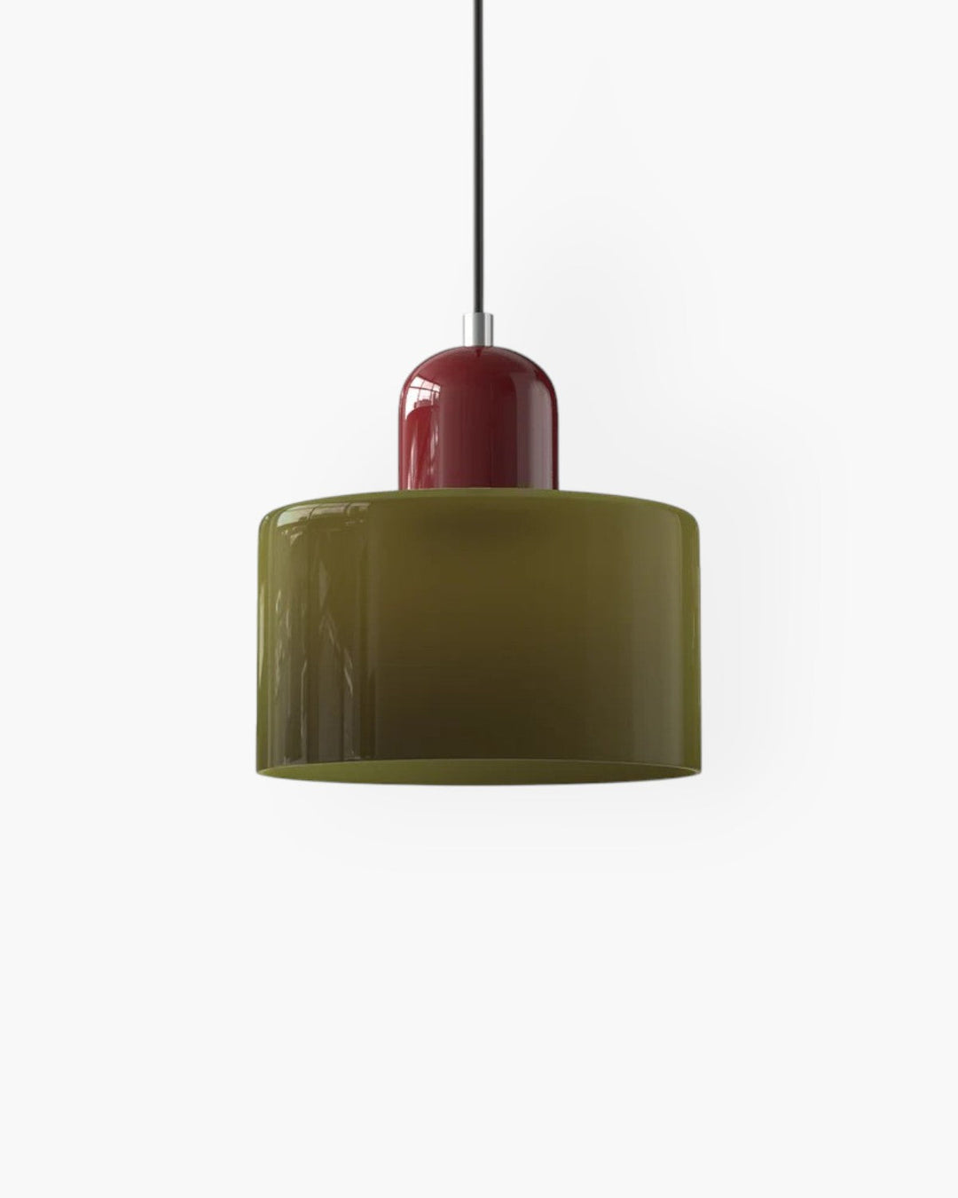 Designerska lampa wisząca szklana do jadalni, estetyka japandi.