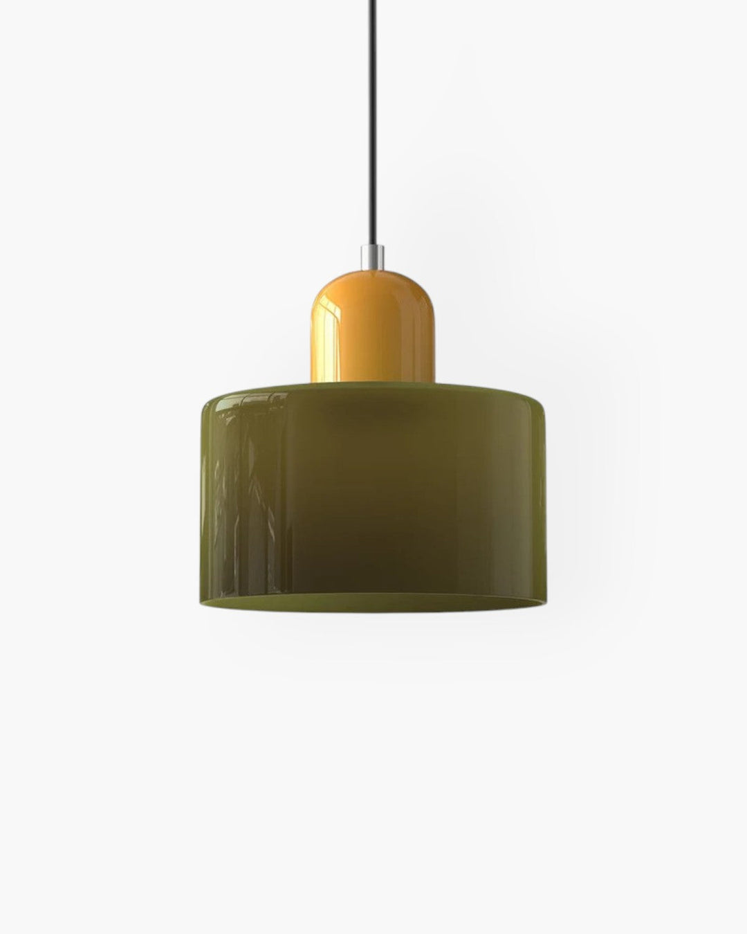 Subtelna szklana lampa wisząca, styl japandi, minimalistyczne oświetlenie.