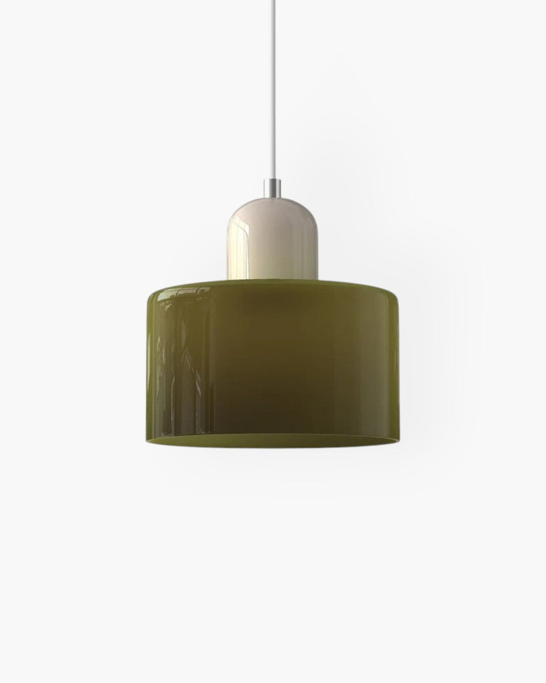Harmonijna szklana lampa wisząca, japandi, idealna do strefy relaksu.