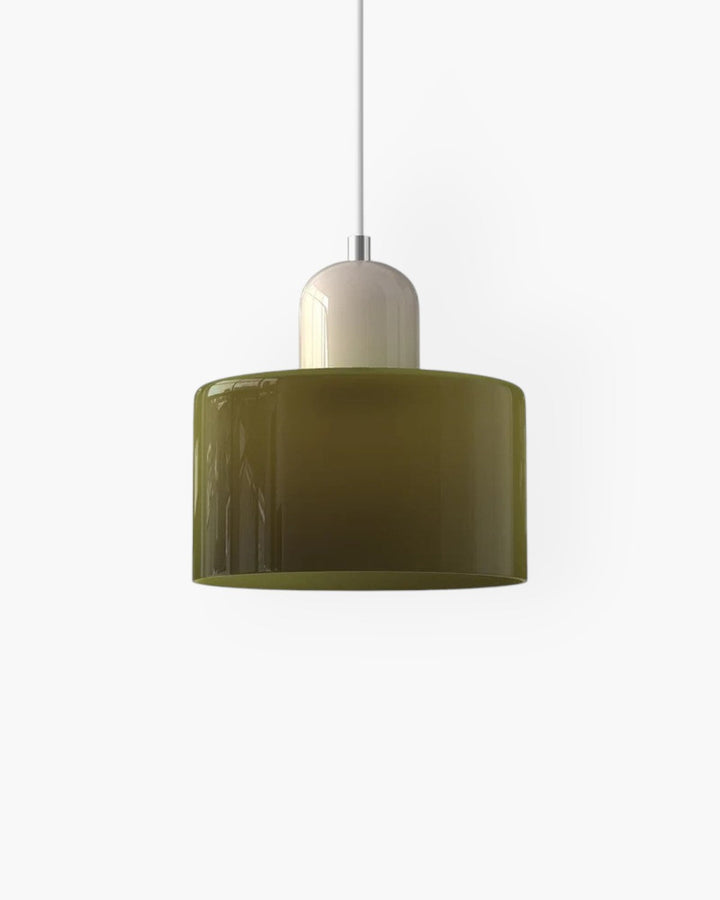 Harmonijna szklana lampa wisząca, japandi, idealna do strefy relaksu.
