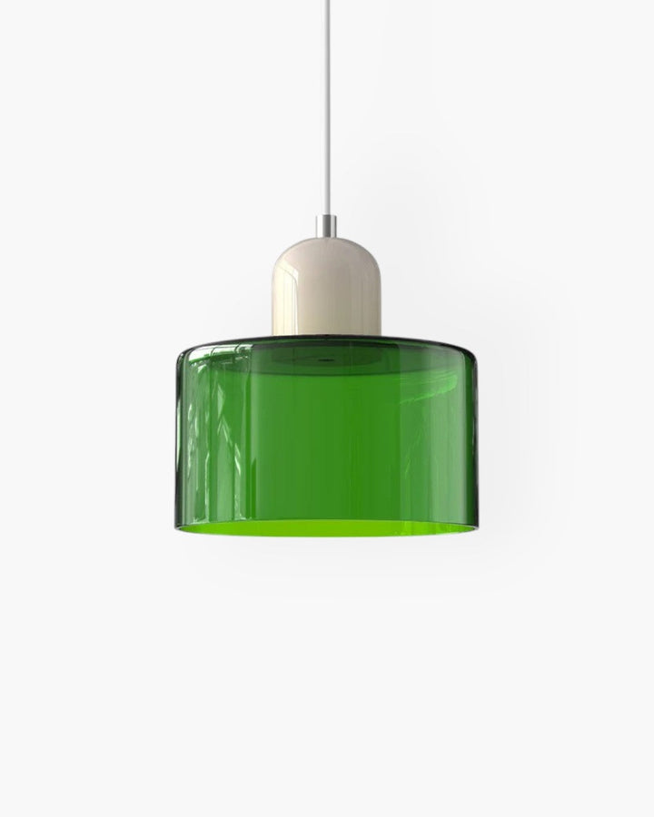 Lampa wisząca szklana w aranżacji japandi, prostota i funkcjonalność.