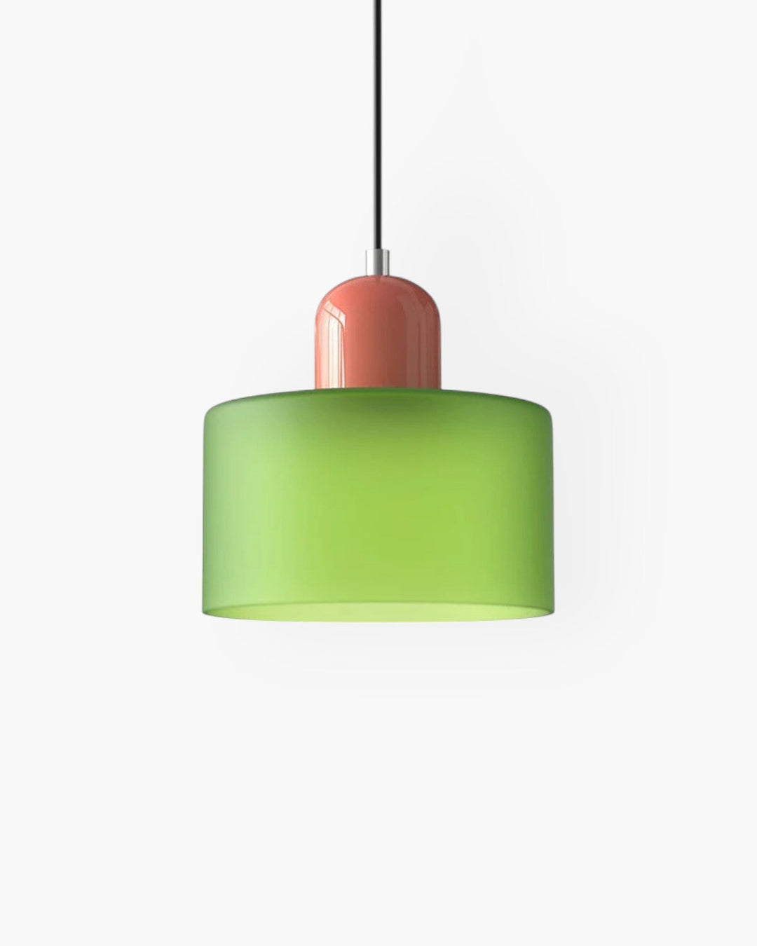 Designerska szklana lampa wisząca, akcent dekoracyjny w stylu japandi.