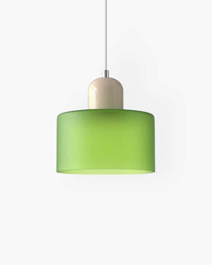 Lampa wisząca szklana, ręcznie wykonany klosz, styl japandi.