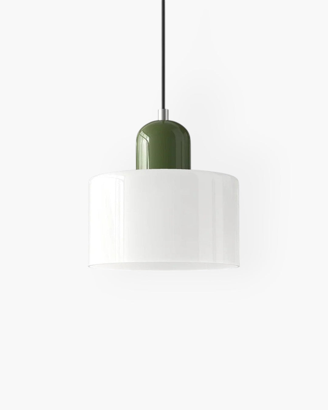 Nowoczesna szklana lampa wisząca do sypialni, estetyka japandi i minimalizm.