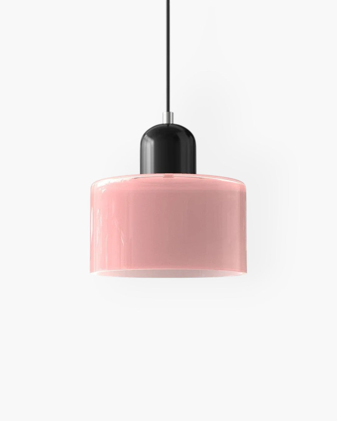 Nowoczesne oświetlenie wiszące, szklana lampa w estetyce japandi.