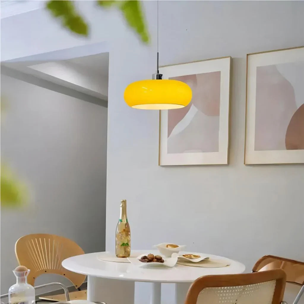 Designerska lampa sufitowa z metalu i szkła, oświetlenie do jadalni, styl Bauhaus.