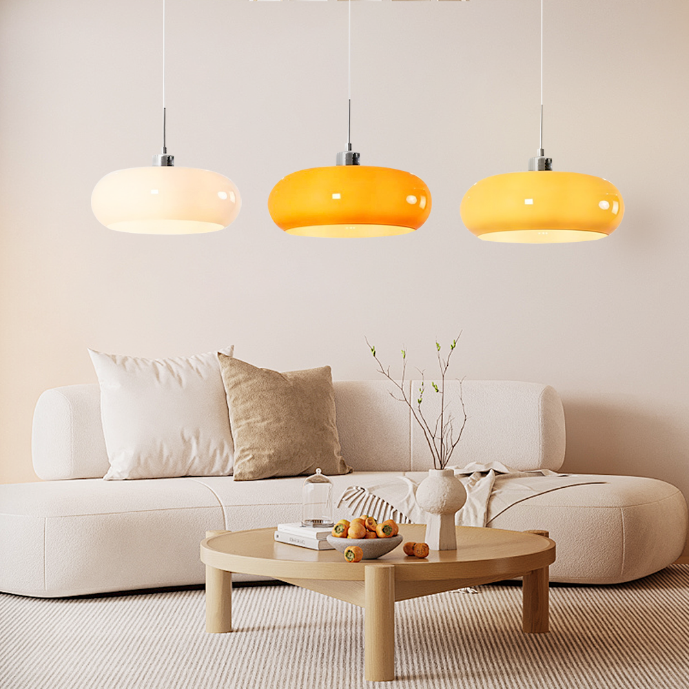 Minimalistyczna lampa wisząca, oświetlenie sufitowe, design Bauhaus, metal ze szkłem.