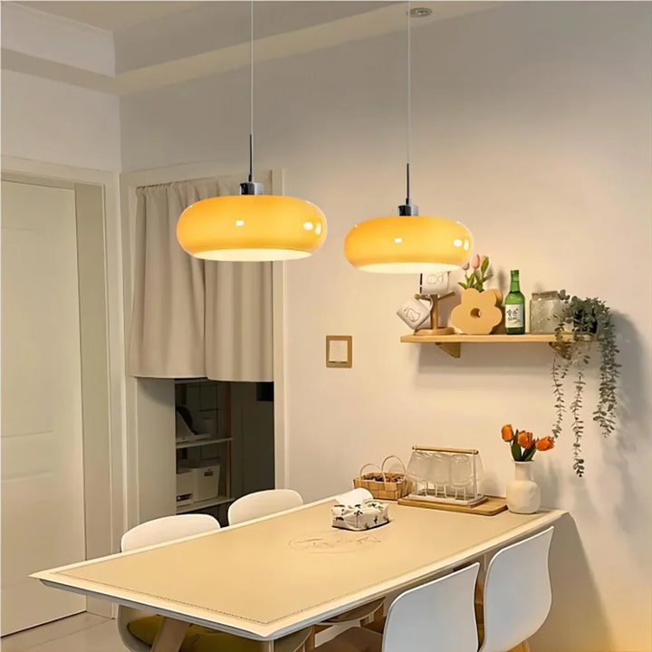 Nowoczesna lampa sufitowa, designerska szklana lampa do jadalni, styl skandynawski.