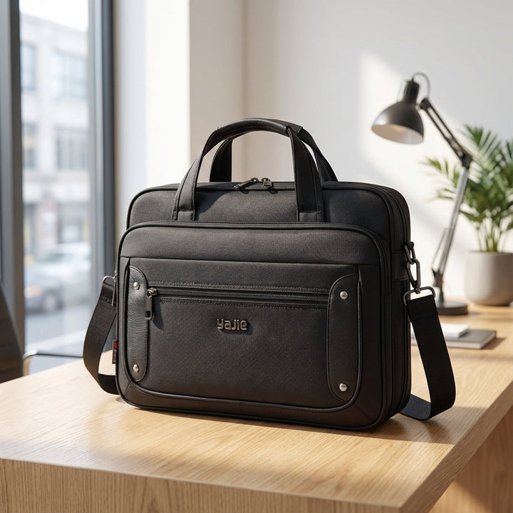 Elegancka torba na laptopa z płótna, idealna do pracy i podróży, zapewniająca bezpieczeństwo i organizację.
