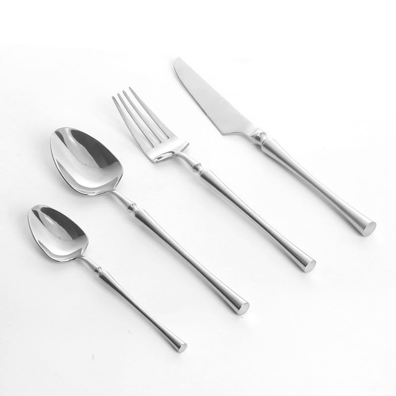 Komplet 24 metalowych sztućców na 6 osób. Eleganckie widelce, noże, łyżki w różnych kolorach do każdej kuchni.