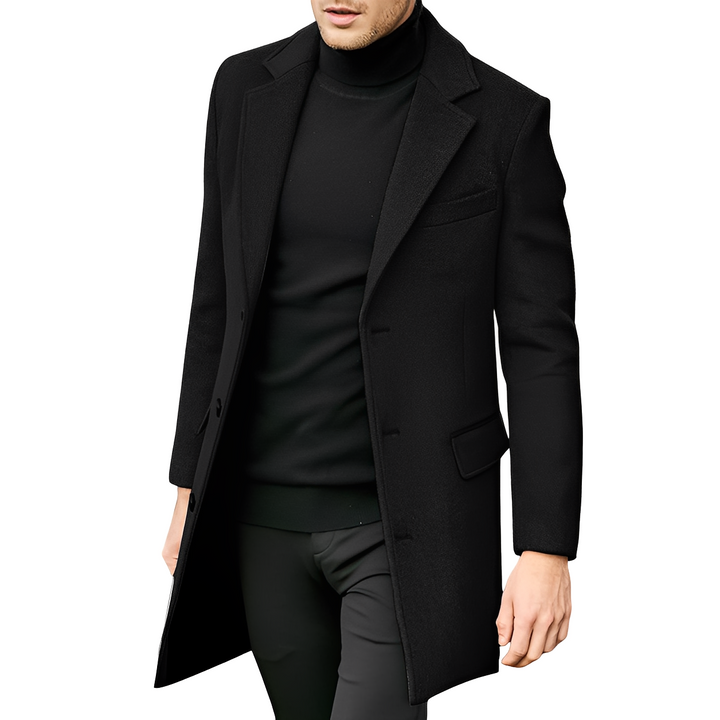 Ciepły płaszcz męski zimowy, wysokiej jakości odzież wierzchnia, doskonały na casualowe i eleganckie wyjścia.
