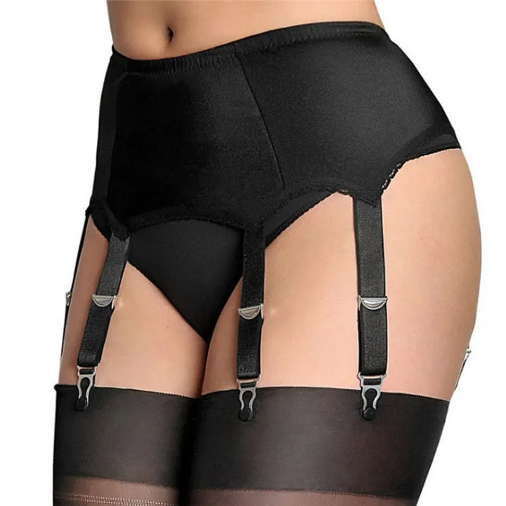 Elegancki czarny pas do pończoch z wysokim stanem dla kobiet, idealny do seksownej i komfortowej bielizny lingerie.