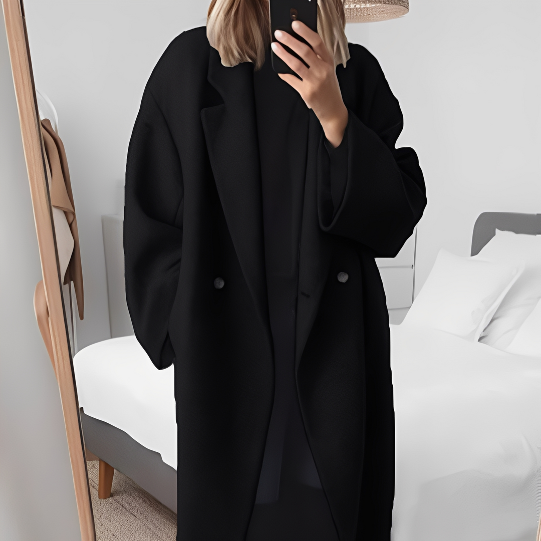 Szykowny damski płaszcz Eleanor, długi i elegancki. Idealny na co dzień i ważne wyjścia.