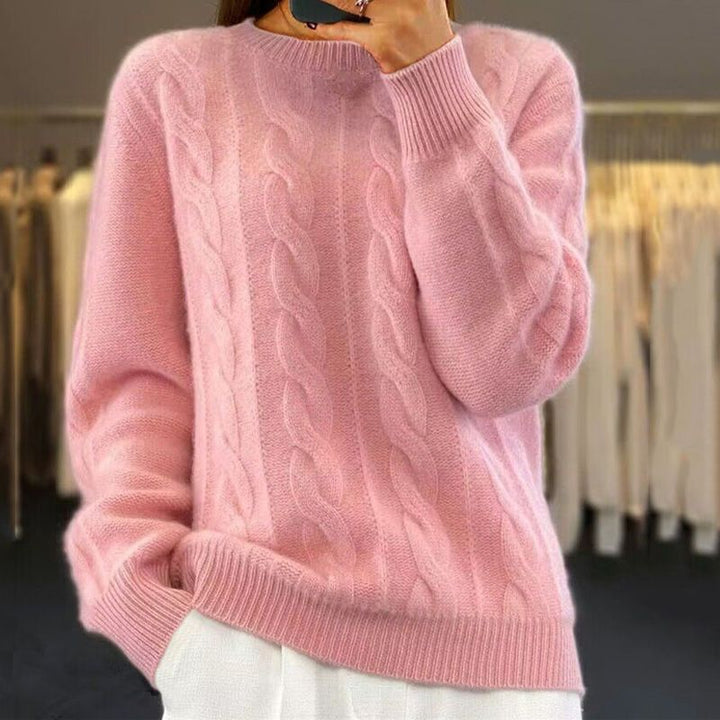Komfortowy, dzianinowy sweter damski. Klasyczny model z długim rękawem, elegancki na wiosenne dni.