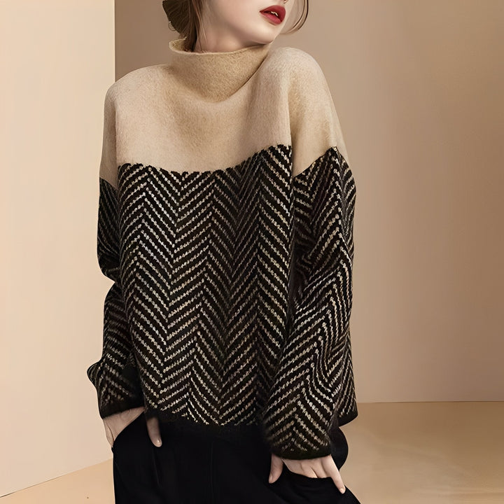 Elegancki golf damski, komfortowy sweter z długim rękawem idealny na co dzień i do biura. Modny styl casual.