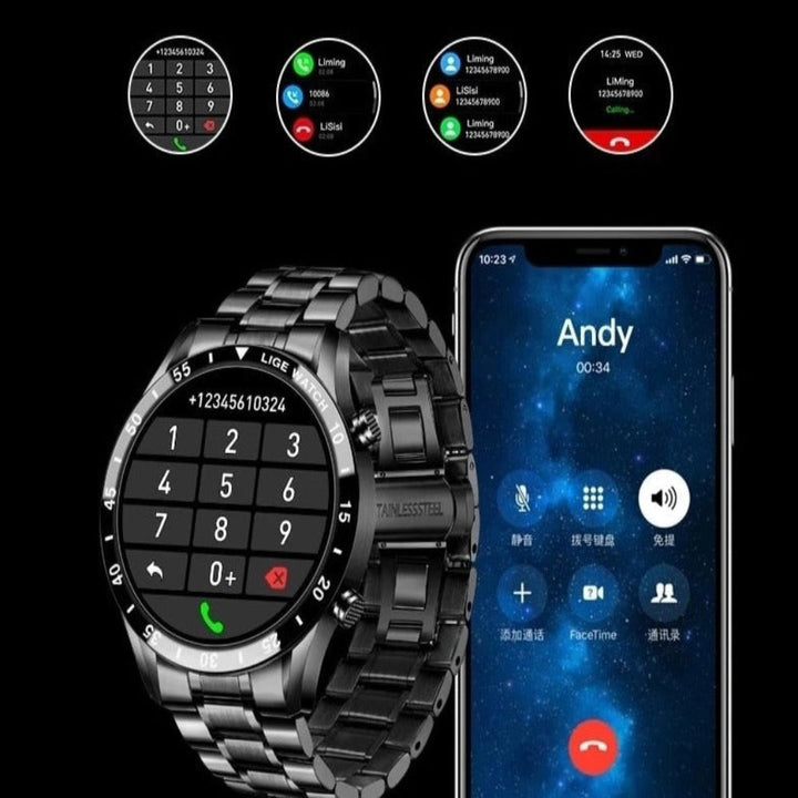 Inteligentny zegarek 4G AMOLED z pulsometrem, monitorem aktywności, elegancka obudowa ze stali nierdzewnej, uniwersalny.