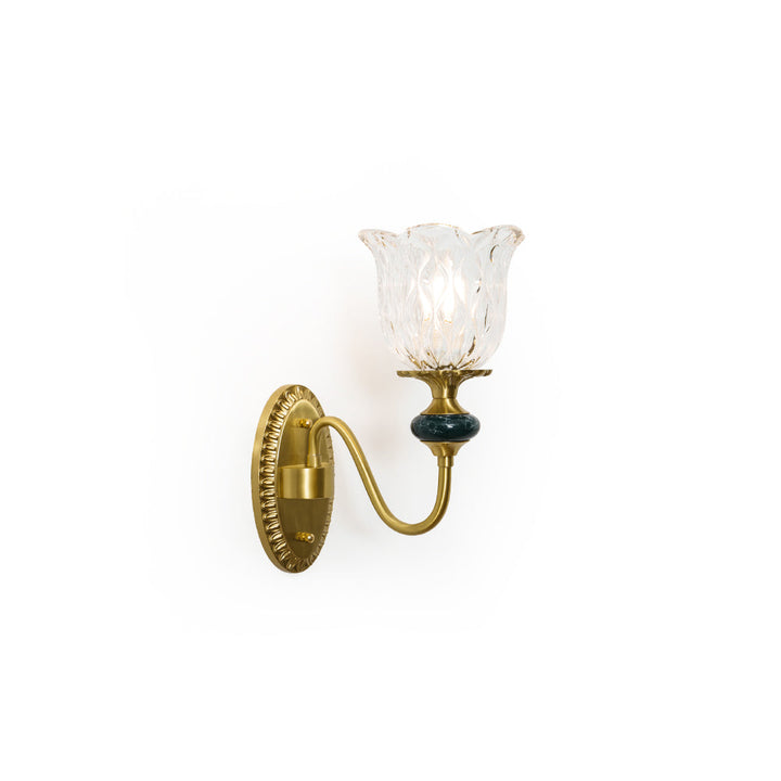 Elegancki kinkiet Dieppe, mosiądz i ceramika. Klasyczna lampa ścienna do wnętrz.
