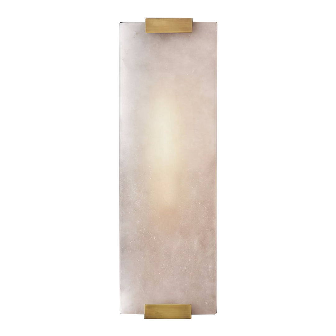 Elegancka lampa ścienna Roux Alabaster, nastrojowe oświetlenie, mosiężne wykończenie.