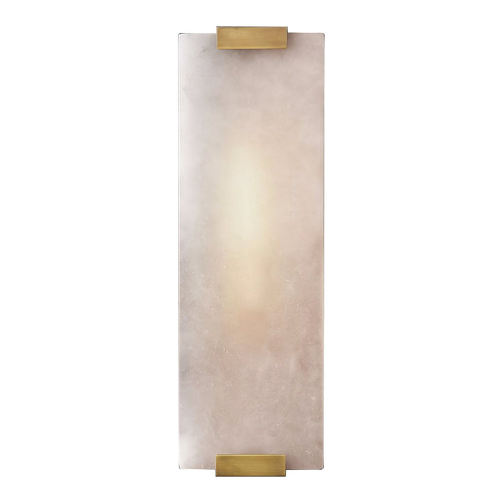 Elegancka lampa ścienna Roux Alabaster, nastrojowe oświetlenie, mosiężne wykończenie.
