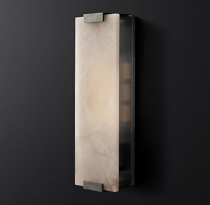 Elegancki kinkiet Roux, naturalny alabaster, lampa ścienna do sypialni, nastrojowe światło.