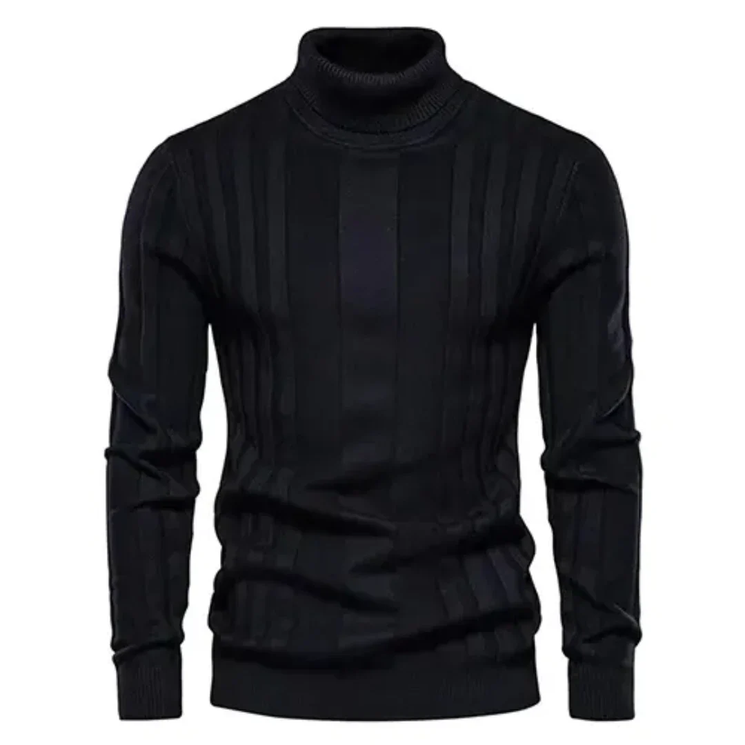 Męski sweter z golfem, klasyczny i elegancki, doskonały na zimę. Modna odzież męska, ciepła i wygodna.